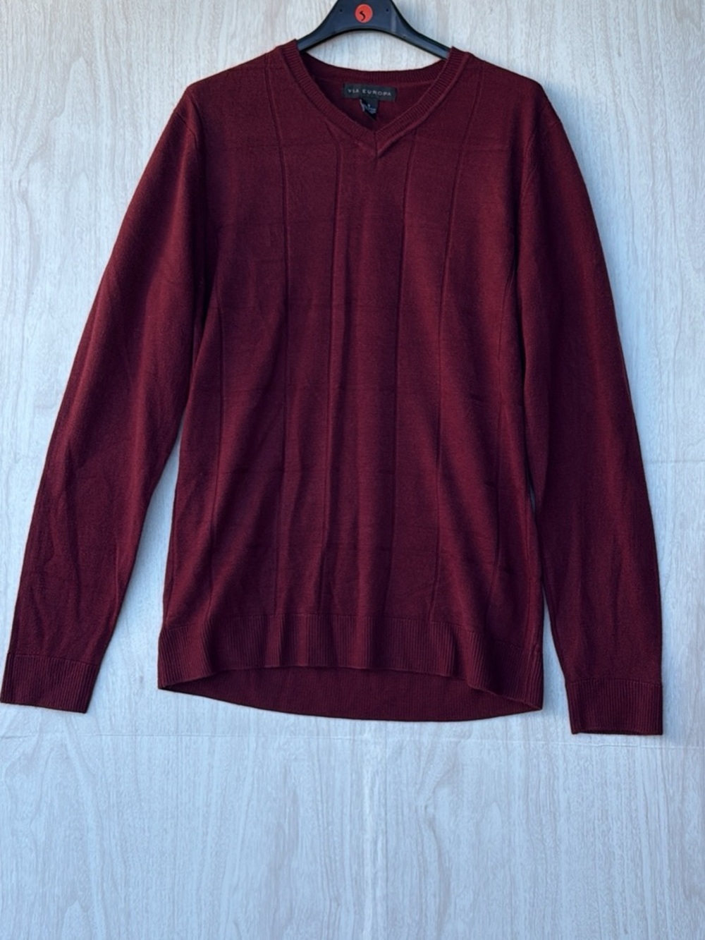 Men's V-Neck Sweater in Deep Burgundy
